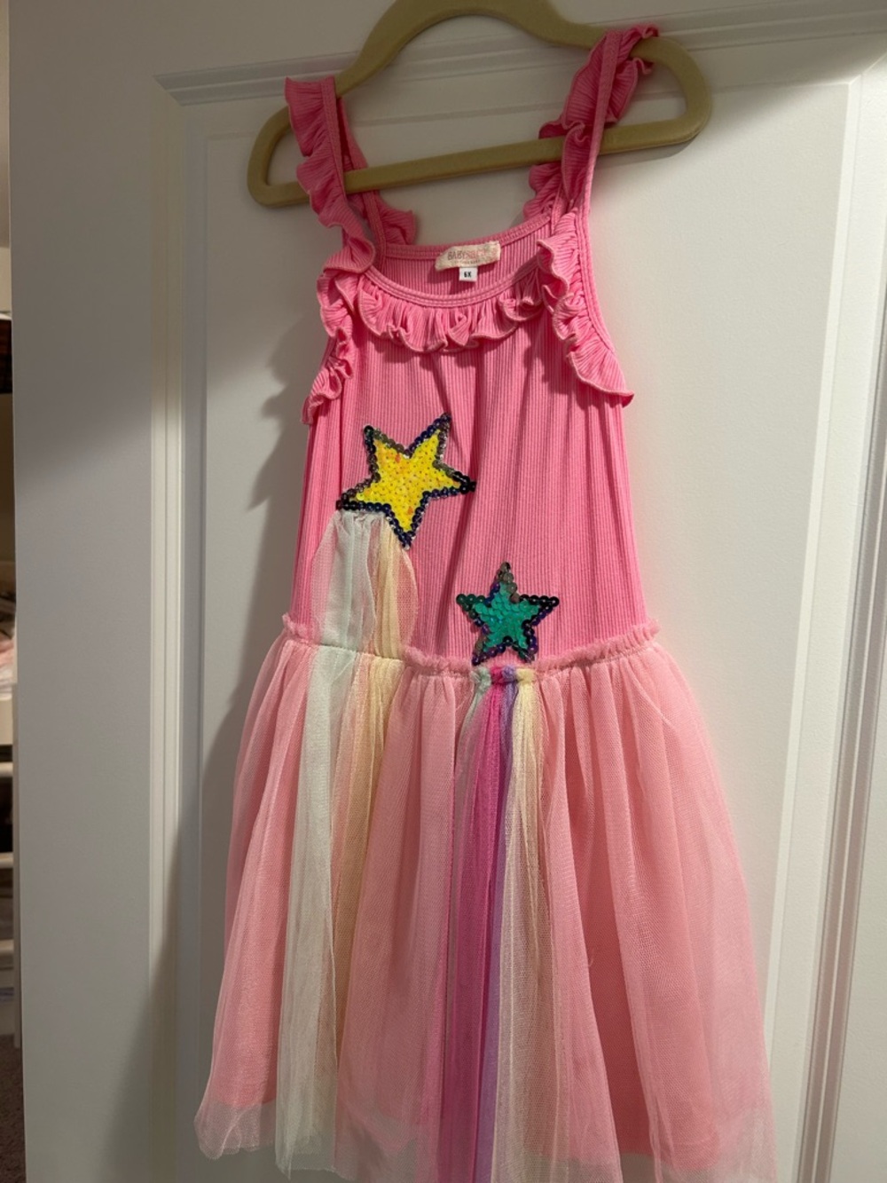 Baby Sara Girls' Pink Star Sequin Tulle Dress - Picture 6 of 7